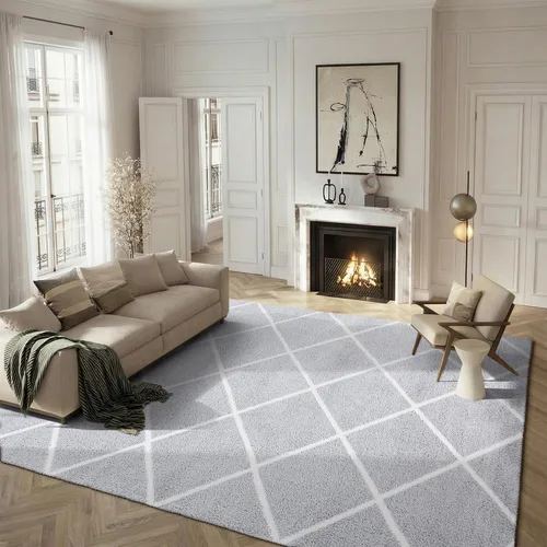 Vista 33 de SAFAVIEH Tahoe Shag Collection - Alfombra para pasillo, 2 x 9 pies, diseño de enrejado, no desprende pelusa y de fácil cuidado, 1.2 pulgadas