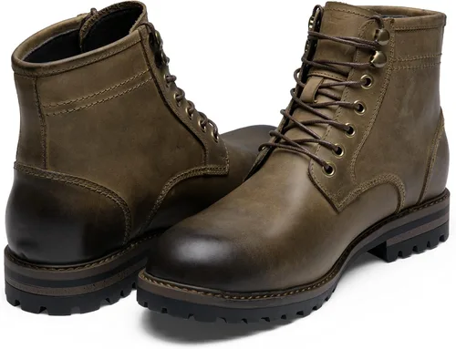 Vista 6 de Jousen Mens Boots Leather Motorcycle Casual Boots For Men Waterproof Hiking Chukka Boots Mens