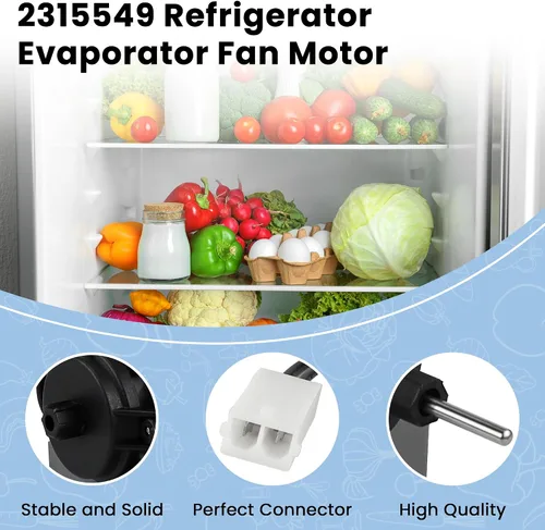 Vista 3 de AMI PARTS 2315549 Motor del Ventilador del Evaporador del Refrigerador Compatible con Refrigerador Whirlpool Kenmore Reemplaza WP2315549 2220569