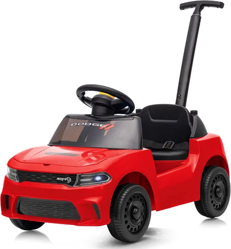 Vista 9 de Dodge Ride on Push Car con licencia para niños pequeños de 1 a 3 años con mango y música Rosa