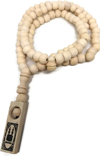 Vista 6 de Tasbih musulmán de madera con 99 cuentas de rosario, Amn081, etiqueta impresa para foto del Islam, oración del Islam, Zikr Misbaha Ramadán, regalo