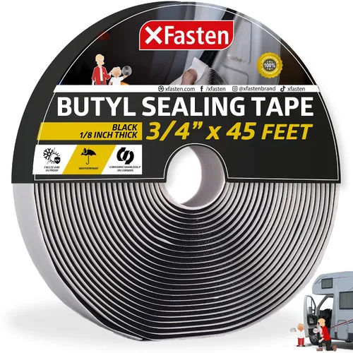 Vista 10 de XFasten Cinta de butilo negra, 1/2 pulgada x 30 pies x 1/8 pulgadas, fácil de trabajar con cinta selladora de butilo automotriz, calafateo de goma