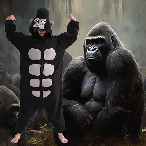 Vista 2 de Animal Onesie Adult One Piece Pajamas Animal Cosplay Costume for Women Men