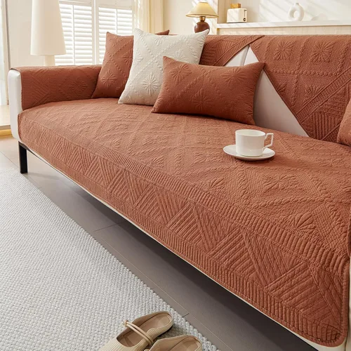 Vista 9 de vctops Funda acolchada de algodón bohemio para sofá, lavable, suave, antideslizante, con bordado floral, protector de muebles para perros, niños