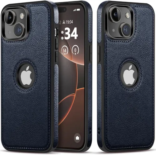 Vista 9 de Diseño compatible con iPhone 14 Plus, funda de cuero de lujo, vintage, delgada, antideslizante, agarre suave, a prueba de golpes, funda protectora