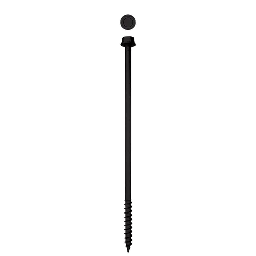 Vista 9 de Tornillos de retraso de madera estructural con cabeza hexagonal exterior de 1/2 "x 5" Powerlags Hex (25 EA)