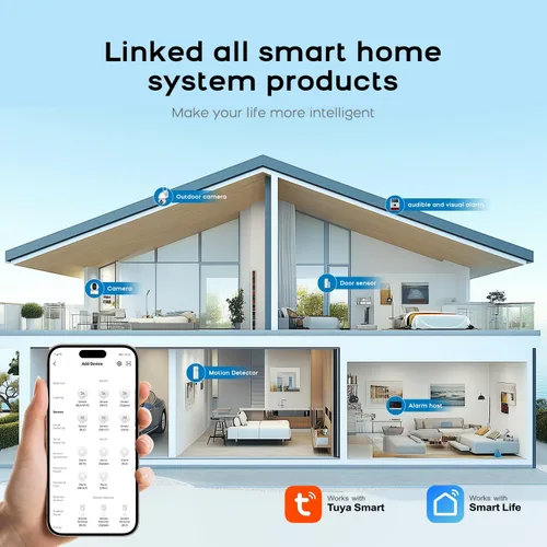 Vista 3 de PGST Sistema de seguridad para el hogar, sistema de alarma inalámbrico expandible con sensor de puerta/ventana, detector de movimiento, control