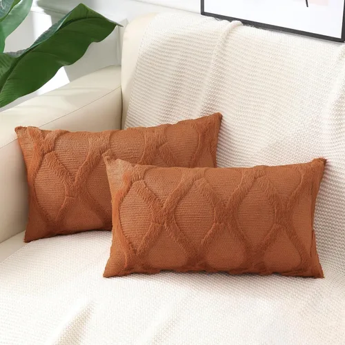 Vista 53 de decorUhome - Juego de 2 fundas de cojín decorativas para primavera de 16 x 16 pulgadas, fundas de almohada afelpadas de lana y piel sintética suave