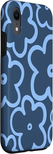 Vista 3 de Funda para iPhone XR con diseño floral azul marino y azul claro