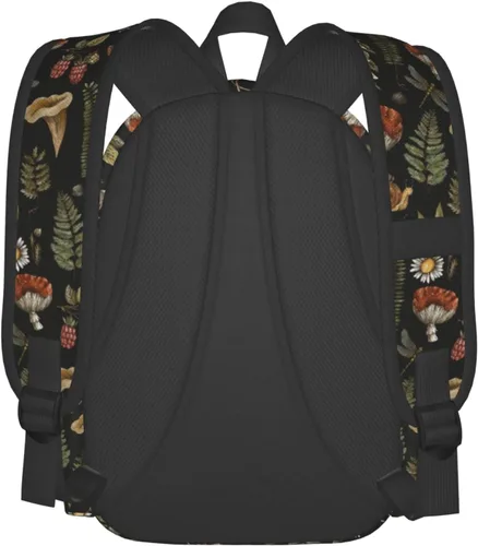 Vista 2 de SUPLUCHOM Mochila escolar vintage con hojas mágicas de hongos y bosques, mochila casual para hombres y mujeres, bolsa de poliéster para laptop