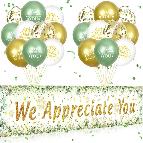 Vista 11 de Decoraciones We Appreciate You Letrero de Jardín Negro Dorado We Appreciate You con 18 Globos Letrero Gracias por Todo lo que Haces Regalos