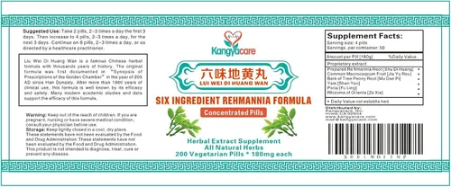Vista 5 de Liu Wei Di Huang Wan Fórmula de Rehmannia de seis ingredientes, energía y refuerzo inmunológico, equilibra las hormonas, los lípidos y la presión