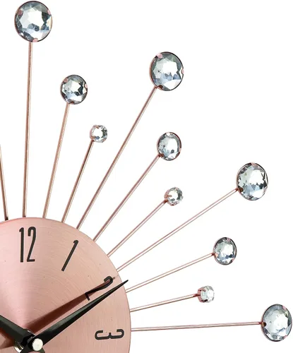 Vista 2 de Deco 79 Reloj de pared de metal Starburst con detalles de cristal, 15" x 1 Cobre