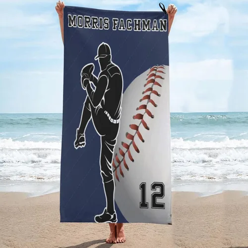 Vista 12 de Toalla de playa de fútbol personalizada para hombres, mujeres y niños, toallas de piscina de fútbol de 30 x 60 pulgadas, 33 x 52 pulgadas, toalla