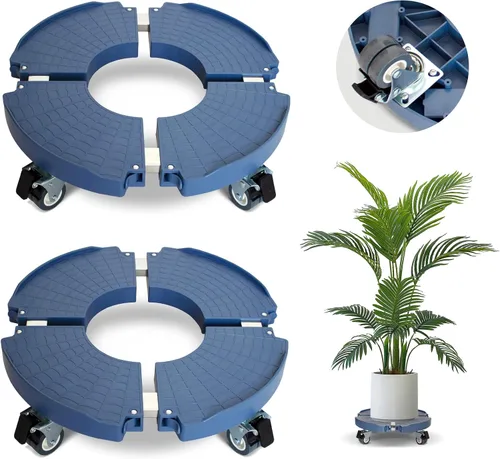 Vista 9 de Paquete de 2 soportes rodantes para plantas con ruedas, 15-21 pulgadas, ajustable, resistente, con ruedas para macetas de interior y exterior