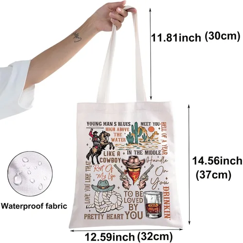 Vista 2 de BWWKTOP Western Cowboy Singer Tote Bag Country Music Gifts Country Concert Canvas Shoulder Bag Country Singer Merchandise
