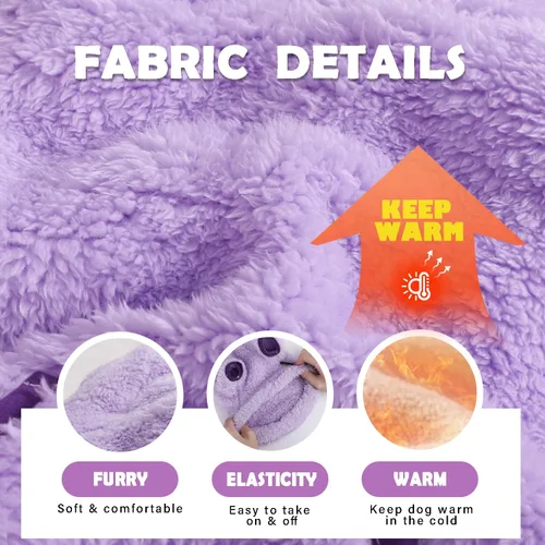 Vista 3 de Suéter de forro polar con capucha para perro, suéteres cálidos de terciopelo mullido, ropa de invierno para perros pequeños, hembra, niño, abrigos