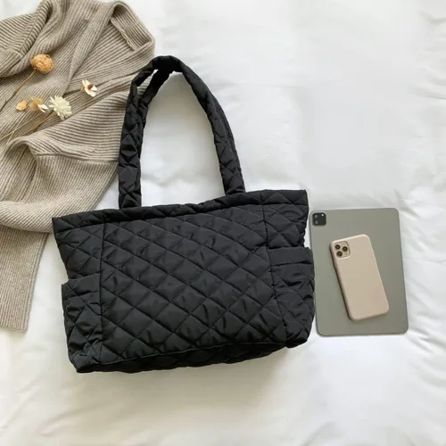 Vista 6 de JQWYGB Bolsa acolchada para mujer, bolsa acolchada de algodón, ligera, acolchada, de hombro