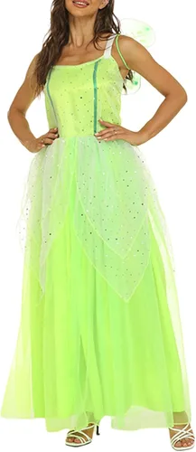 Vista 2 de Vestido de princesa de hada Tinkerbell para mujer, disfraz de ala de elfo, vestido de cosplay para fiesta