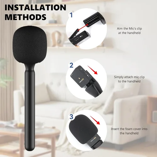 Vista 5 de Soporte de micrófono DJI Soporte de micrófono de entrevista de mano para RODE y DJI Wireless GO, compatible con plataformas Lavalier, estaciones