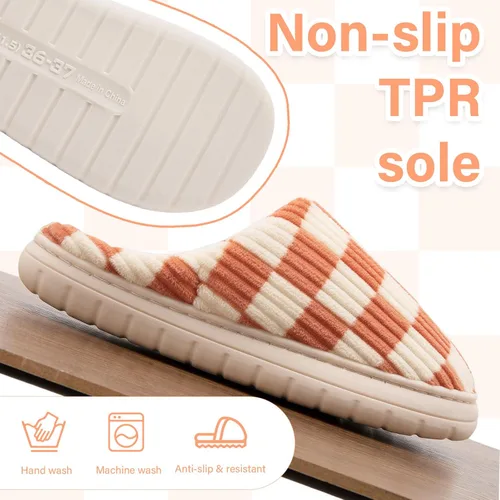 Vista 10 de Jaeynow Pantuflas mullidas para mujer en interiores, zapatos de casa unisex de espuma viscoelástica para hombre, zapatos de invierno cálidos