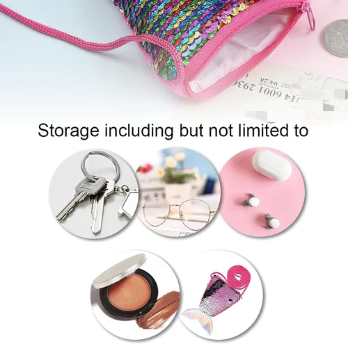 Vista 2 de ZBJBinCH Monedero con forma de cola de sirena, bolsa cruzada con lentejuelas con purpurina para mujeres y niñas, almacenamiento de monedas, Femenino