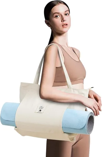 Vista 3 de Bolsas de yoga WLLWOO WLLWOO para mujeres con porta-mats de yoga, bolsa de lona para llevar, para pilates, para el hombro, para viajes, oficina