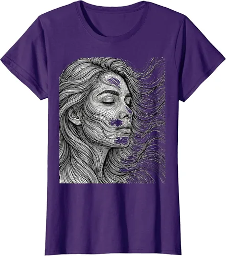 Vista 20 de Wild Hair in the Breeze Illustration T-Shirt Pink