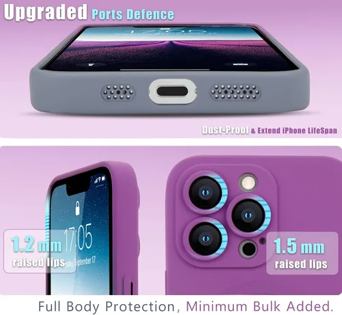 Vista 3 de Funda para iPhone 13 Pro para mujeres y niñas, 2 protectores de pantalla, ligera y duradera, suave, asfática, a prueba de golpes, linda funda