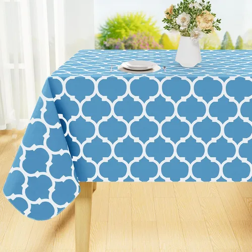 Vista 58 de Smiry - Mantel cuadrado de vinilo impermeable con respaldo de franela para mesas cuadradas, manteles de plástico lavables a prueba de derrames
