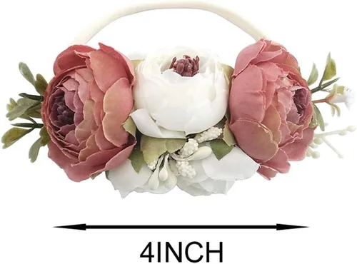 Vista 2 de BGFKS Vestido de Tutú para Bebé Niña Elegante de Encaje con Pompones Manga con Volantes con Conjunto de Diadema de Flores