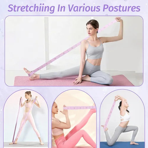 Vista 6 de Correa elástica con 11 bucles, correas elásticas para terapia física, yoga, pilates, ballet, correa elástica versátil para flexibilidad, ejercicios