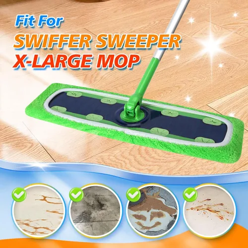 Vista 3 de Almohadillas de microfibra reutilizables compatibles con trapeador Paquete de 4 (verde)