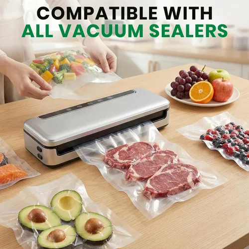 Vista 4 de FUNFERY Bolsas selladoras al vacío para alimentos, galones precortados de 11 x 16 pulgadas, cuarto de galón de 8 x 12 pulgadas, pinta de 6 x 10