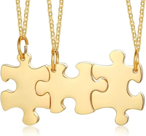 Vista 3 de Collar de acero inoxidable con nombre personalizado para 23456 mejores amigos, collar de costura conectada, joyería de amistad, joyería familiar