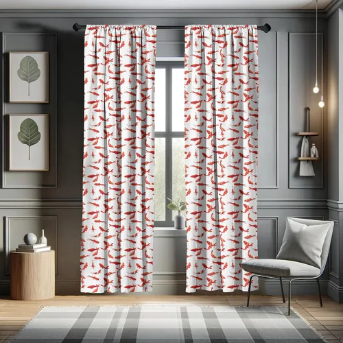Vista 5 de Ambesonne Koi Fish - Cortinas para ventana, diseño gráfico de jardín de agua tranquila y exótica japonesa oriental, diseño gráfico de jardín de agua