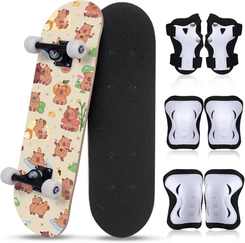 Vista 31 de Honoson Juego de 7 piezas de rodilleras, coderas y muñequeras para patinetas para principiantes y niños pequeños