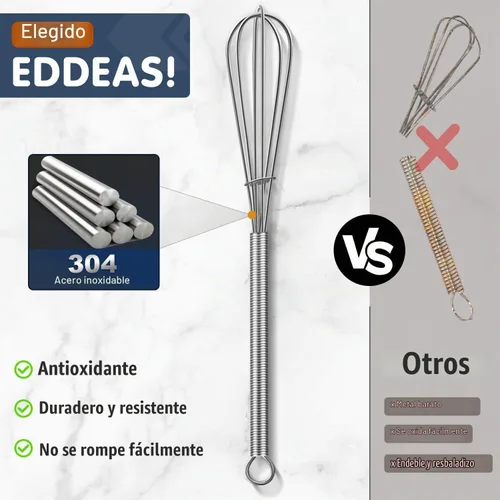 Vista 2 de Eddeas Batidor Pequeño de Acero Inoxidable, juego de 3 batidor de alambre mini, 12,7 cm, 15,24 cm y 17,78 cm, batidores pequeños perfectos