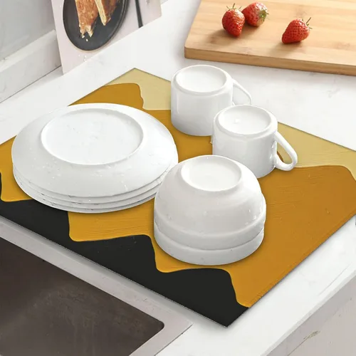 Vista 7 de Tapete de microfibra para secar platos para encimera de cocina, almohadillas absorbentes para secar platos, tapete de drenaje de cocina