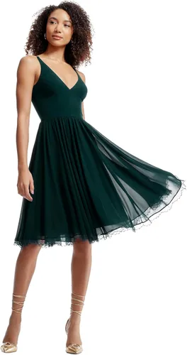 Vista 18 de Dress the Population Vestido midi Alicia con escote pronunciado de medios mixtos sin mangas ajustado y acampanado para mujer Negro