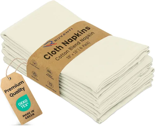 Vista 37 de Ruvanti - Juego de 4 servilletas de tela de 45x45 centímetros, lavables, suaves, duraderas, absorbentes, mezcla de algodón. Servilletas de mesa