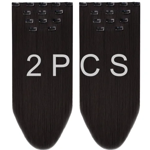 Vista 37 de Extensión de cabello negro oscuro, extensiones de cabello con clip de 22 pulgadas