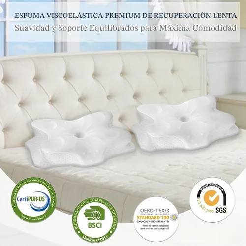 Vista 8 de CCidea Almohadas cervicales para el cuello para dormir y aliviar el dolor, almohada ergonómica de espuma viscoelástica de contorno para dormir
