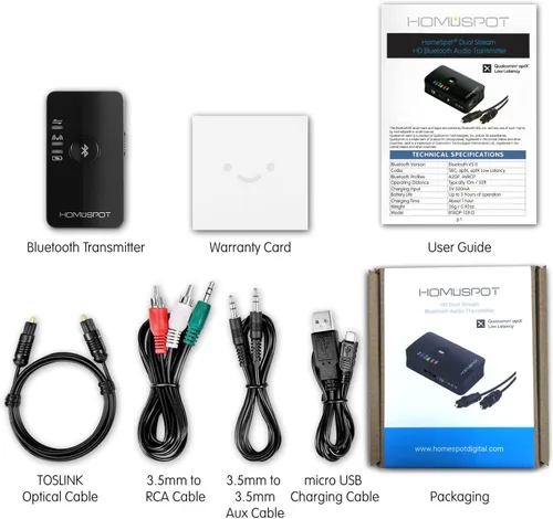 Vista 5 de Transmisor Bluetooth para audio de TV - Adaptador óptico Bluetooth 5.0 de baja latencia - Sin sincronización de labios - Digital Dual Stream Toslink