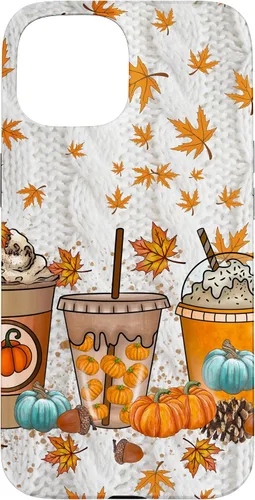 Vista 6 de iPhone 16 Thanksgiving Autumn Leaves Pumpkin Spice Knitted Print Phone Case