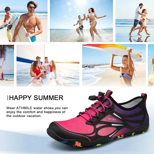 Vista 6 de ATHMILE Zapatos de agua para hombres y mujeres, zapatos de río para adultos, natación, playa, lago, piscina, calcetines acuáticos, de secado rápido