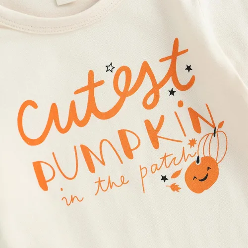 Vista 5 de FIOMVA My First Halloween Outfits Recién Nacido Bebé Niña Niño Calabaza Enterizo Enterizo + Pantalones Largos Sombrero Conjunto Lindo Otoño Invierno