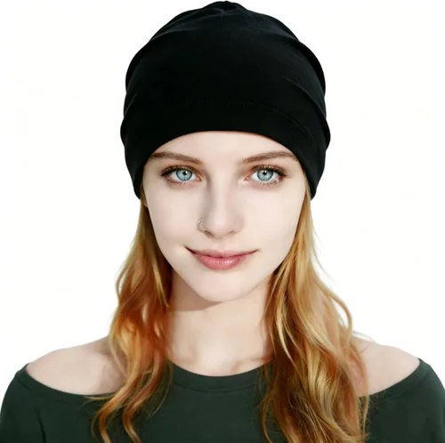 Vista 8 de EMF Protection Beanie, Silver Fiber Lined Soft Cotton Skull Cap, Elastic Comfortable Head Cover for Adults