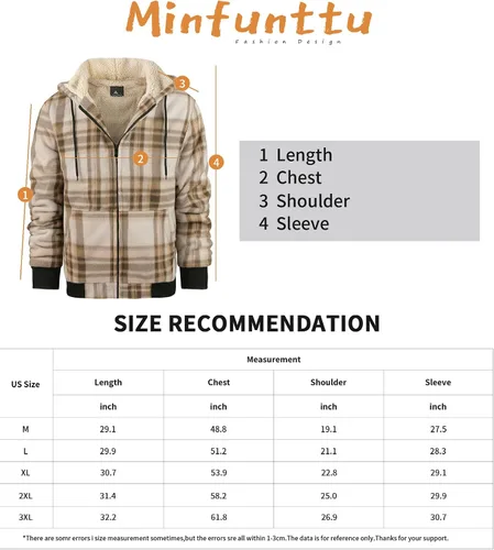 Vista 7 de Minfunttu Sudaderas con capucha para hombre, con cremallera, forro polar, sherpa, sudaderas pesadas, abrigo jacquard