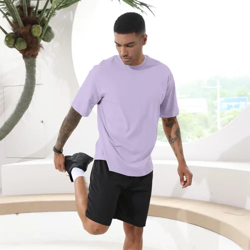 Vista 4 de Camiseta de gran tamaño para hombre, estilo casual, holgada, de manga corta, de algodón de primera calidad